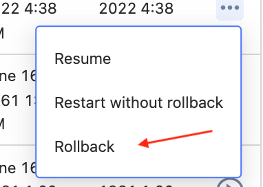 Rollback errored migration