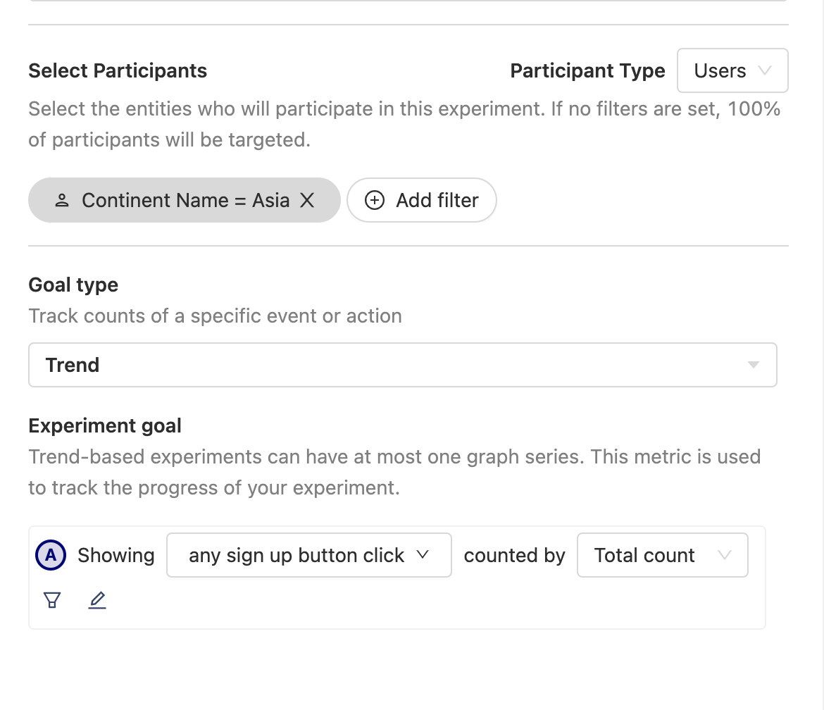 Participants and goal metric