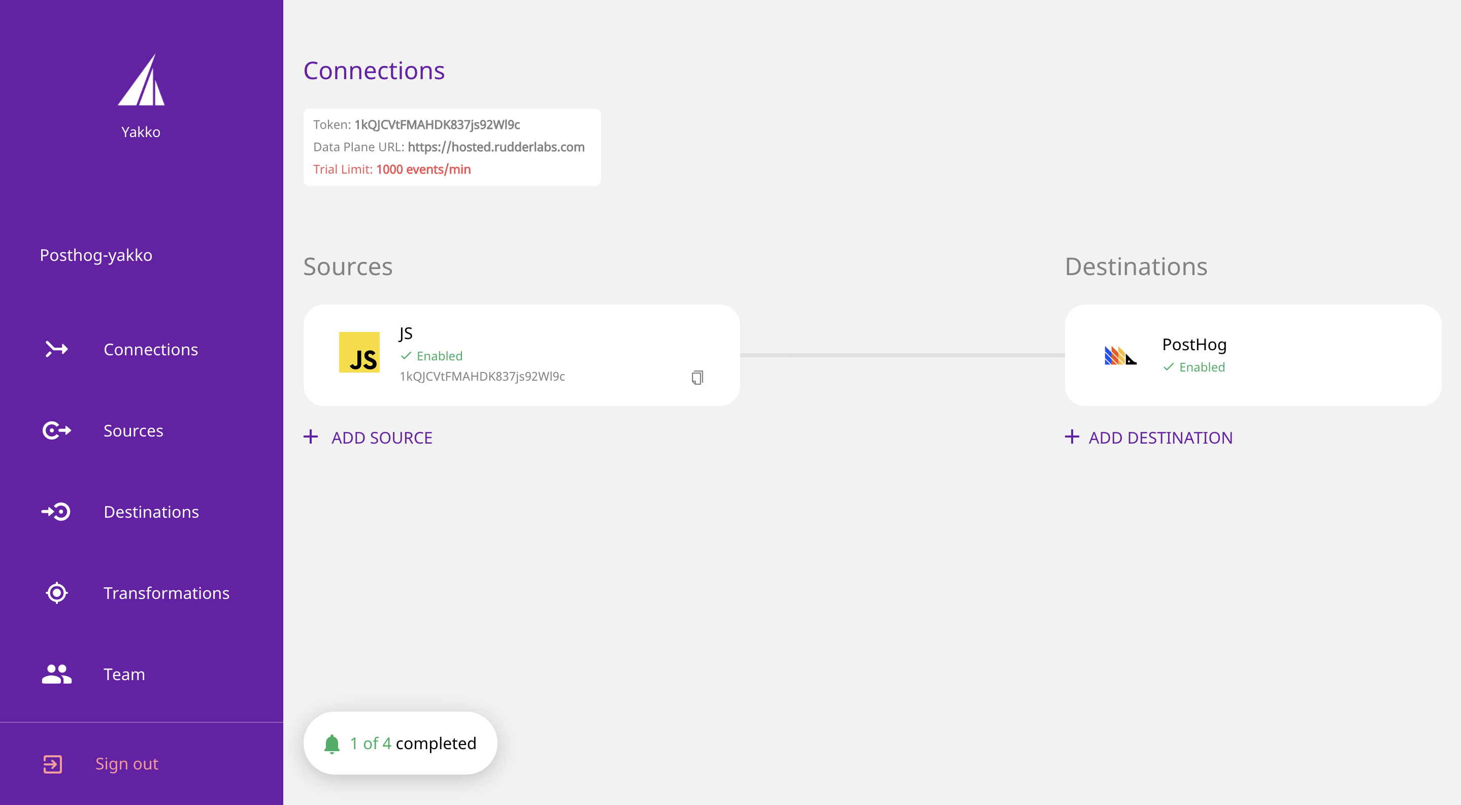 RudderStack Dashboard